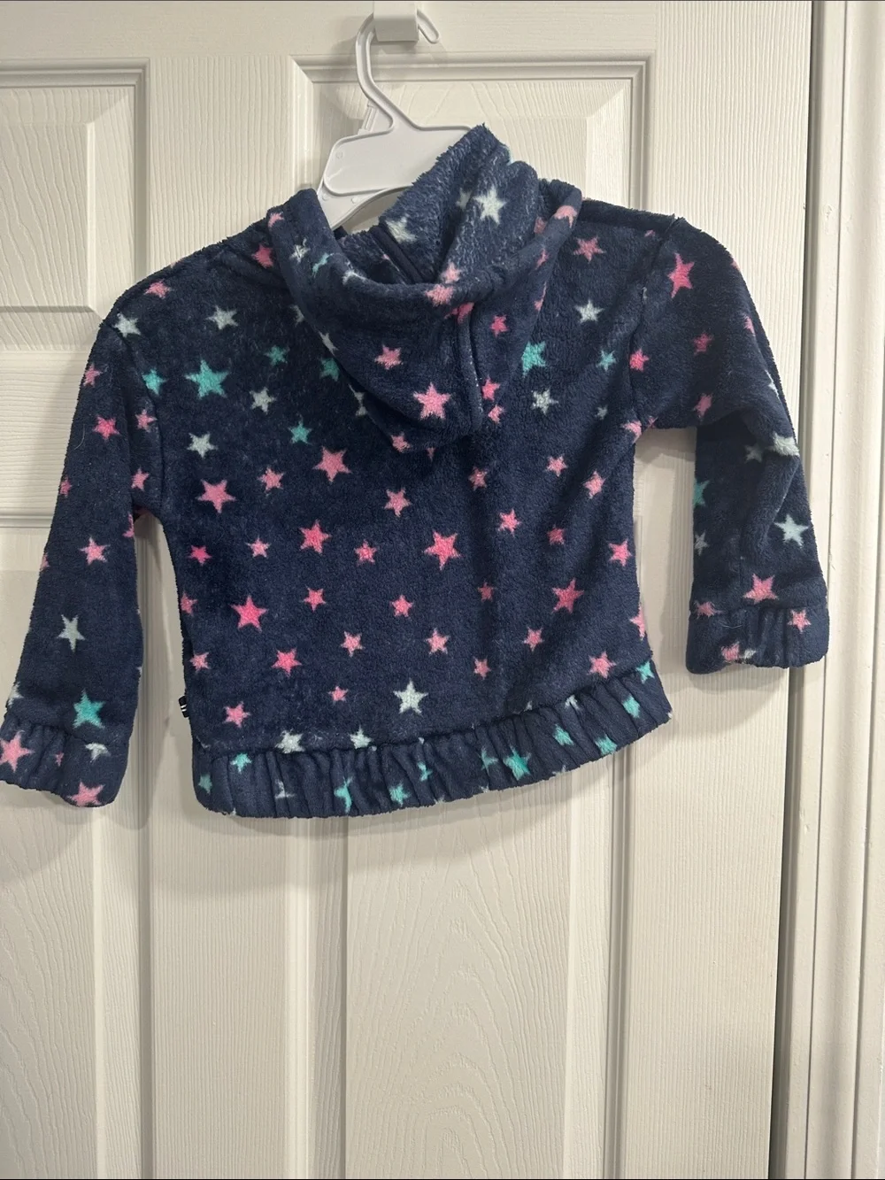 Nautica Navy Fleece Hoodie with Pink, Teal, and White Stars